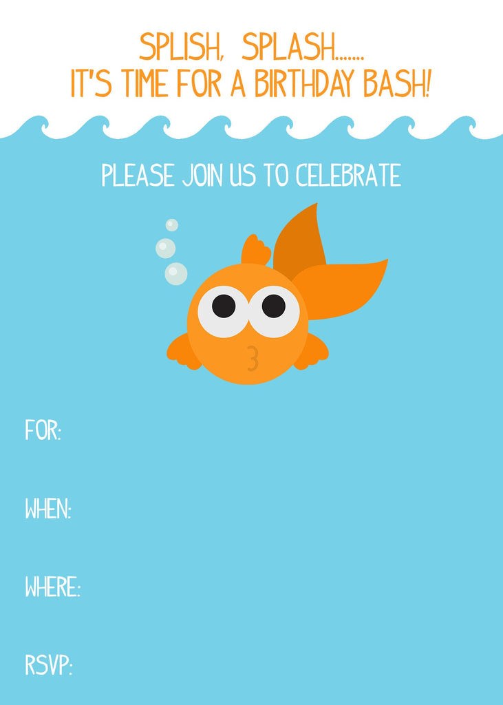 Goldfish Party Fill-in  Invitation, Goldfish Invite, Fish Party,Personalized, Printable,Digital