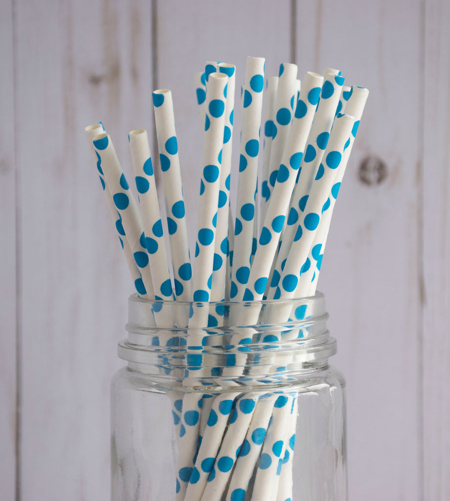 Blue Dot Straws, 25 Pack, Summer Party, Dot Straws, Party Supplies, Tableware, Birthday Party, Table Decor, Paper Straws