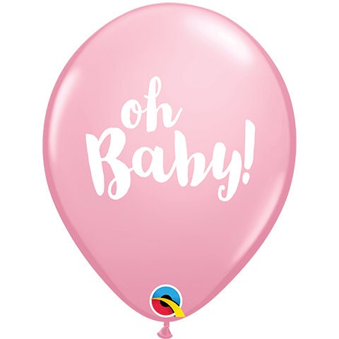 Oh Baby 11 inch Balloon, Pink Baby Balloon, Baby Girl Party Balloon, Latex Balloon, Baby Shower