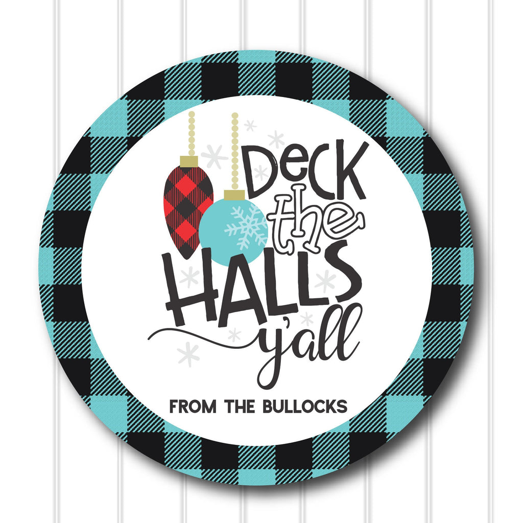 Personalized Christmas Deck The Halls  Favor Stickers, Christmas Stickers, Digital File, Christmas Favor Stickers. 2.5"