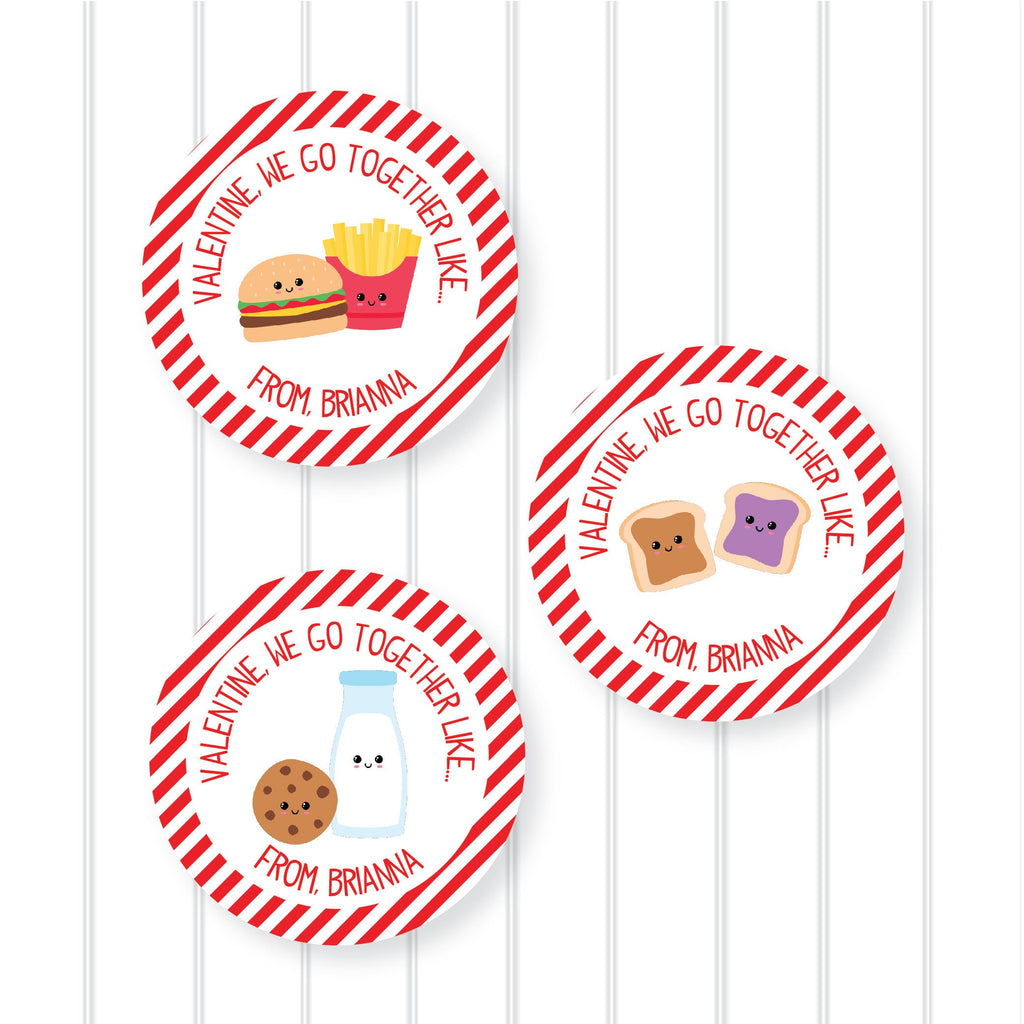 Valentine Perfect Together Stickers, Personalized Valentine Stickers, Valentine Favor Stickers 2.5", Valentine Favor Stickers and Treat Bags