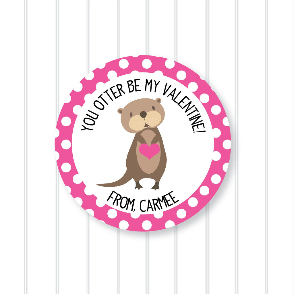 Valentine "Otter Be" Stickers, Personalized Valentine Stickers, Valentine Favor Stickers 2.5", Valentine Favor Stickers and Treat Bags