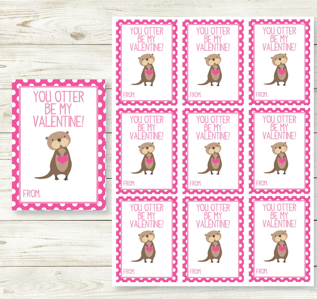 Otter Be Valentine's Day Cards, Valentine's Day Cards, Printable,Instant Download, Digital,  Sloth Valentine