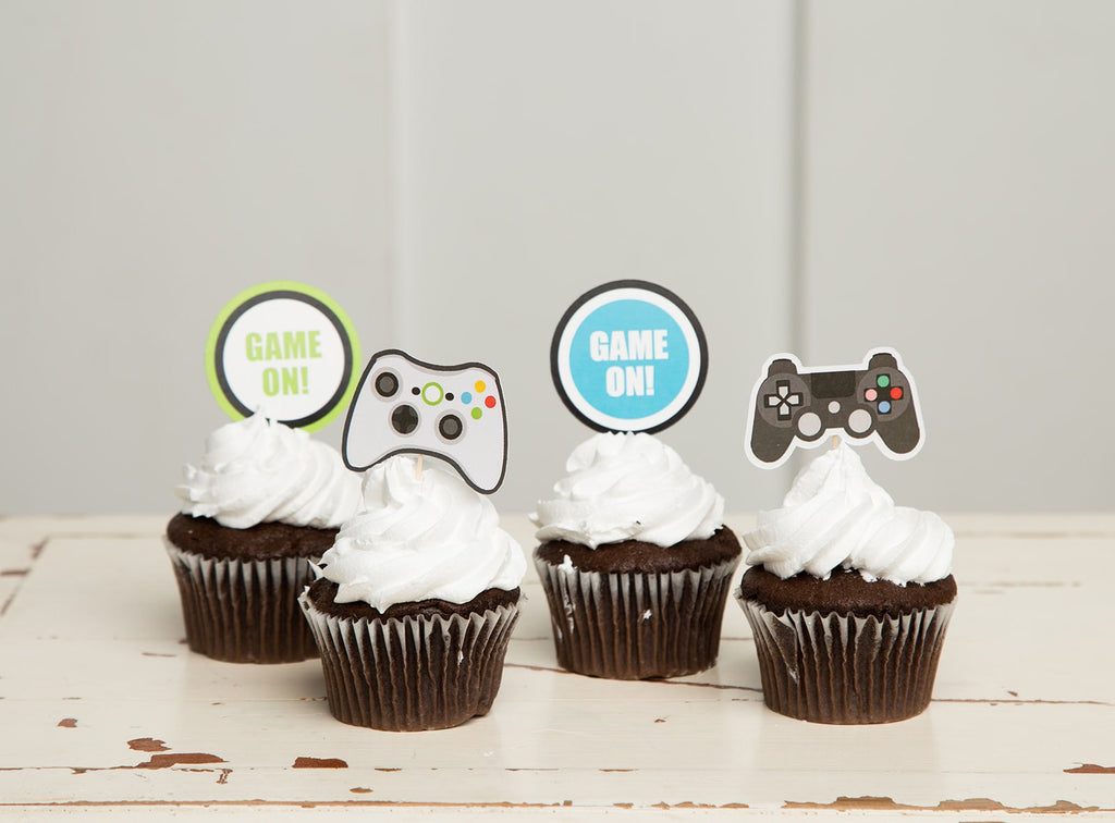 Video Game Cupcake Toppers, Video Game Theme, Game Party, Printable, Video game Party, Cupcake Toppers,  Video game Controller Topper