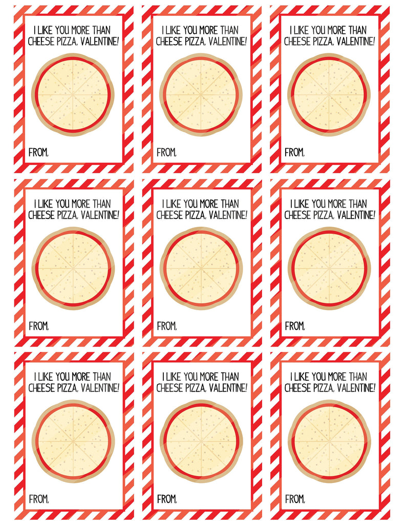 Cheese Pizza Valentine's Day Cards, Valentine's Day Cards, Printable,Instant Download, Digital