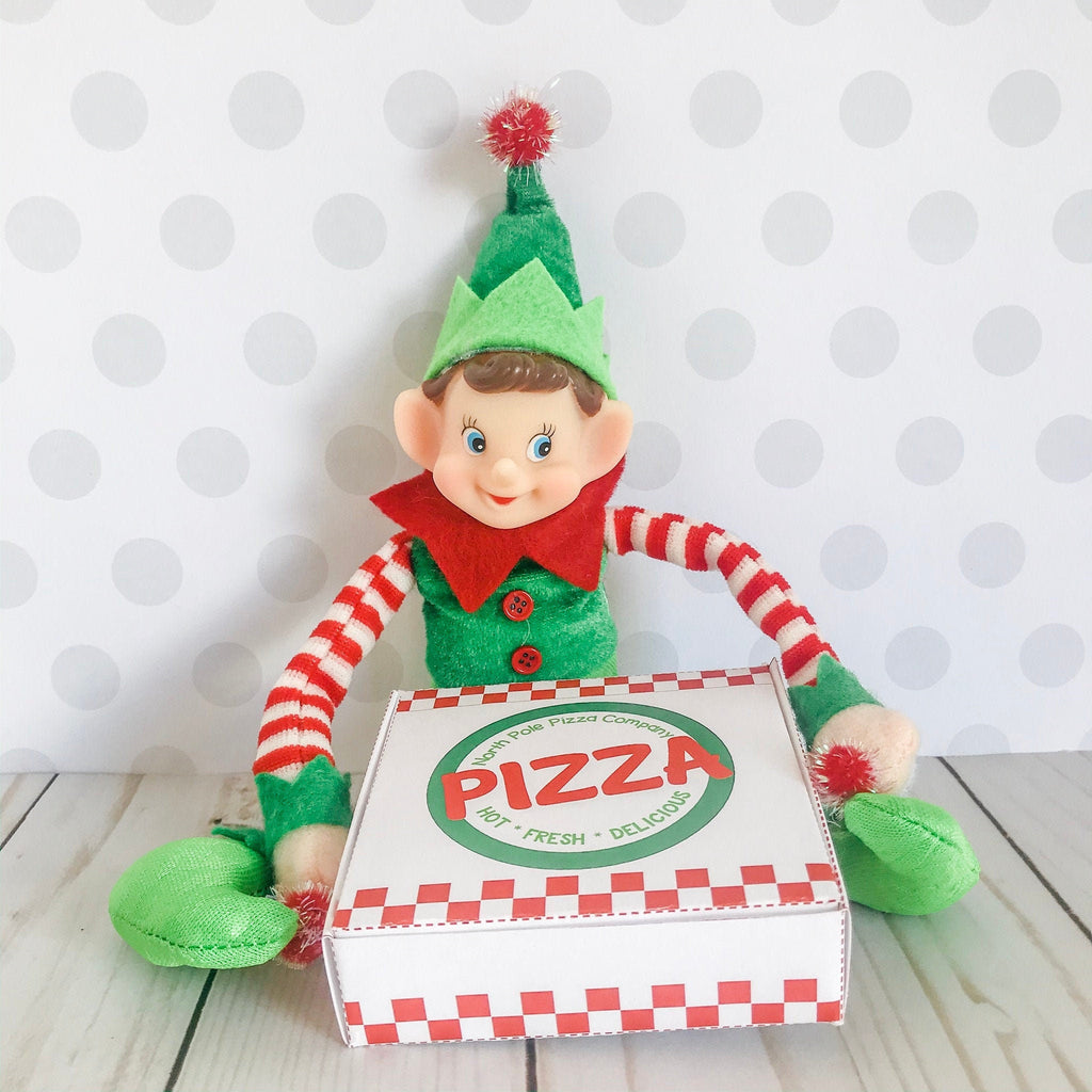 Christmas Elf Pizza Box, Elf Prop, Elf Pizza, Instant Download, Christmas Elf Costume, Christmas Elf Kit, Holiday Elf Kit,Elf Accessories