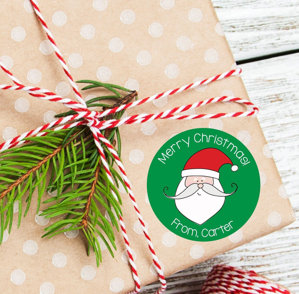 Personalized Christmas Santa Favor Stickers, Christmas Stickers, Christmas Label, Digital File, Christmas Favor Stickers, 2.5"