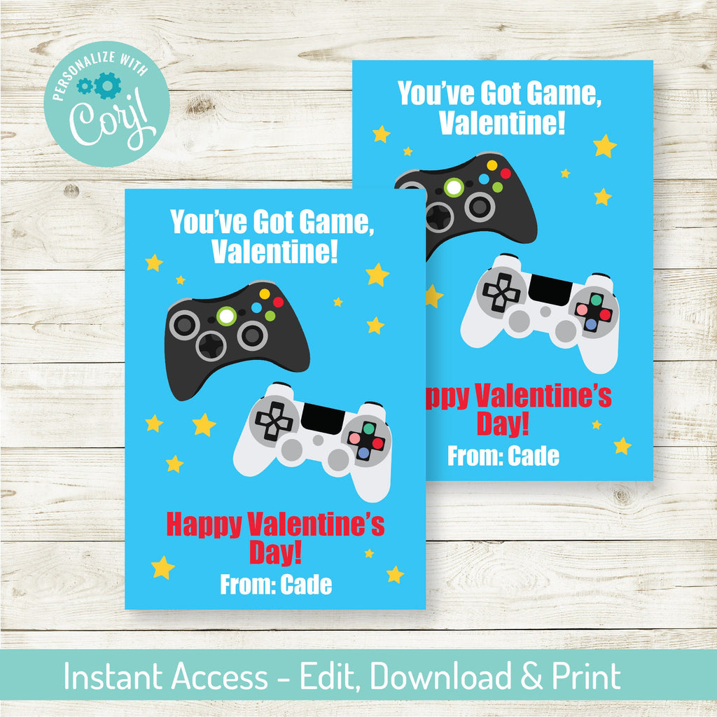Editable Video Game Valentine's Day Card, Valentine's Card, Valentine's Party, Taco Card, Instant Download, Printable, Valentine's Day Favor