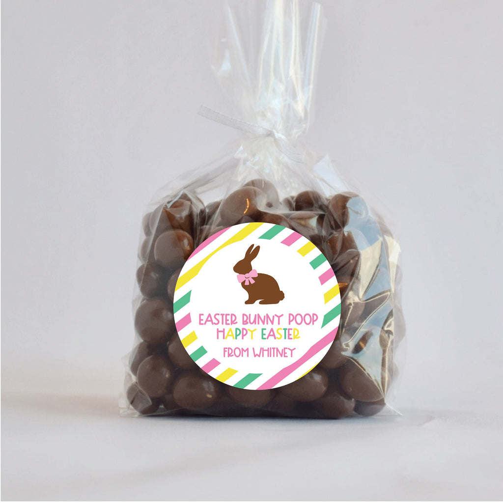 Personalized Easter Bunny Poop Pink Favor Stickers, Easter Stickers, Easter Favor Stickers 2.5", Easter Favor Stickers and Treat Bags