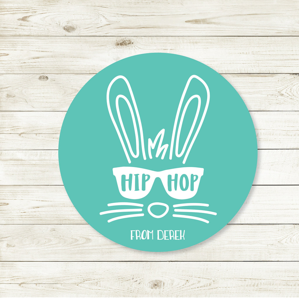 Personalized Easter Hip Hop Blue Favor Stickers, Easter Stickers, Easter Favor Stickers 2.5", Easter Favor Stickers and Treat Bags