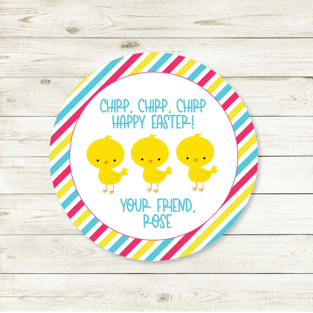 Personalized Easter Chicks Stickers, Easter Stickers, Chick Sticker, Easter Favor Stickers 2.5", Easter Favor Stickers and Treat Bags
