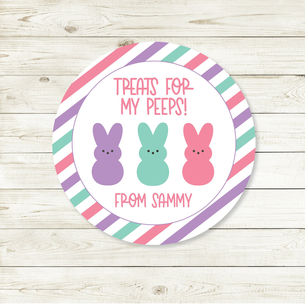 Personalized Easter Peeps Favor Stickers, Easter Stickers, Easter Favor Stickers 2.5", Easter Favor Stickers and Treat Bags