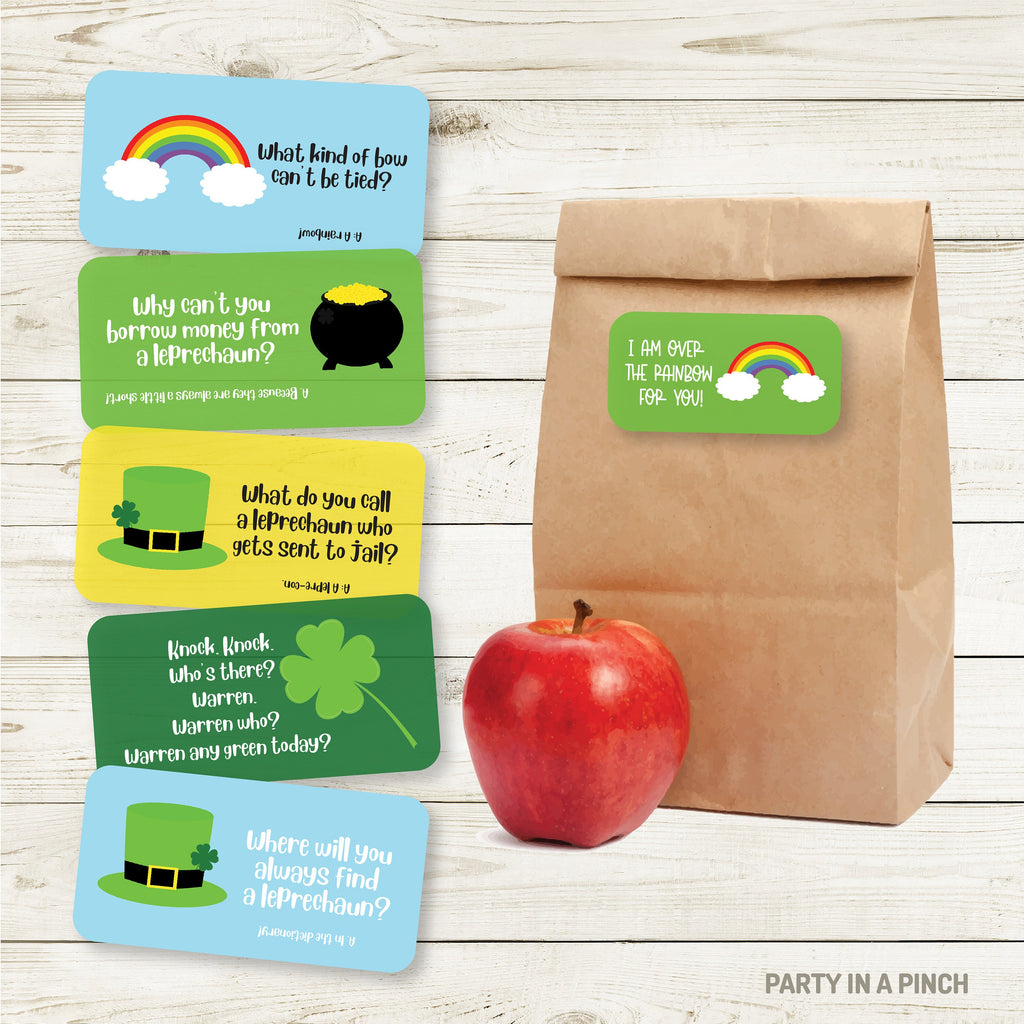 Lunchbox Note Stickers, Lunchbox Jokes, St. Patrick's Day Lunchbox Notes, St. Patrick's Lunch Stickers, Lunch Stickers, School Lunch Notes,