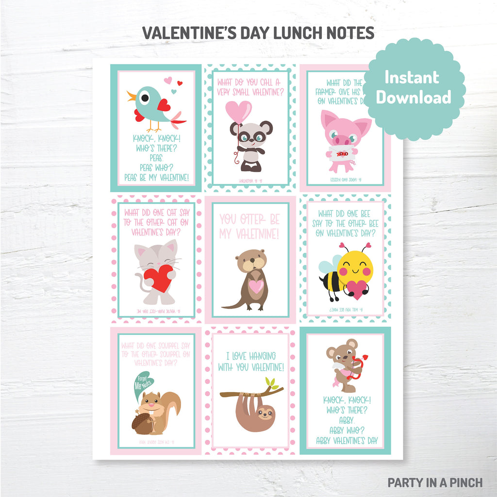 Lunchbox Notes, Lunchbox Jokes, Valentine Lunchbox Notes, Valentine Lunch Cards, School Lunch Notes, Printable, Instant Download