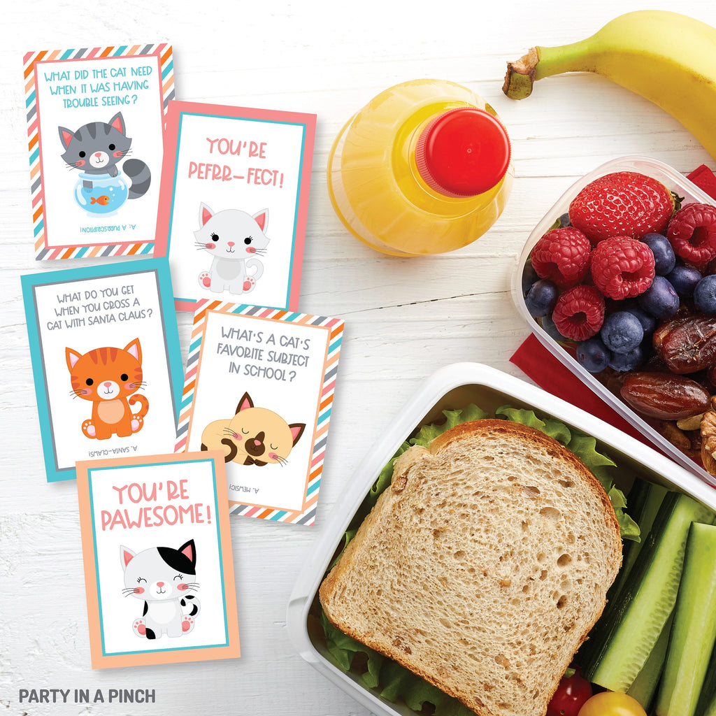 Lunchbox Notes, Lunchbox Jokes,Kitten Lunchbox Notes, Cat Lunch Cards, School Lunch Notes, Printable, Instant Download, Kitten Card, Cat
