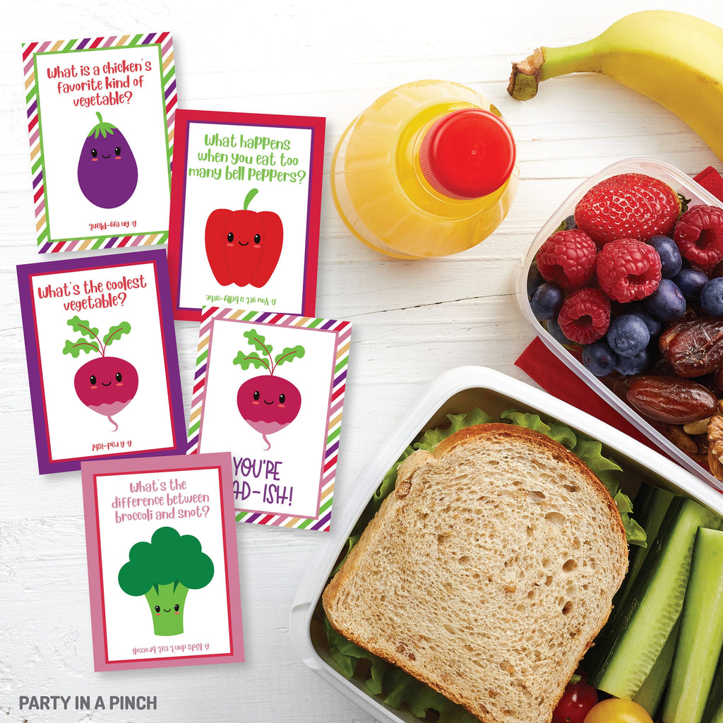 Lunchbox Notes, Lunchbox Jokes, Veggie Lunchbox Notes, Veggie Lunch Cards, School Lunch Notes, Printable, Instant Download, Vegetable