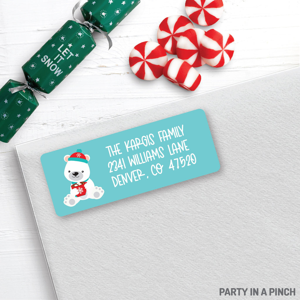 CHRISTMAS Address Labels, Polar Bear, Christmas return address labels, Christmas address stickers, Holiday stickers, Personalized