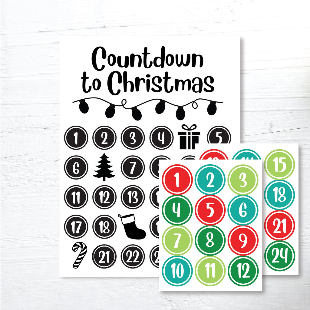 Christmas Countdown Poster and Stickers, Christmas Countdown, Christmas Poster, Christmas Print, Christmas Party