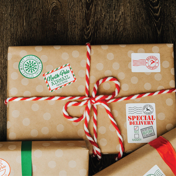 Santa's Workshop Gift Stickers, Set of 28, Gift Stickers, Santa Mail ...