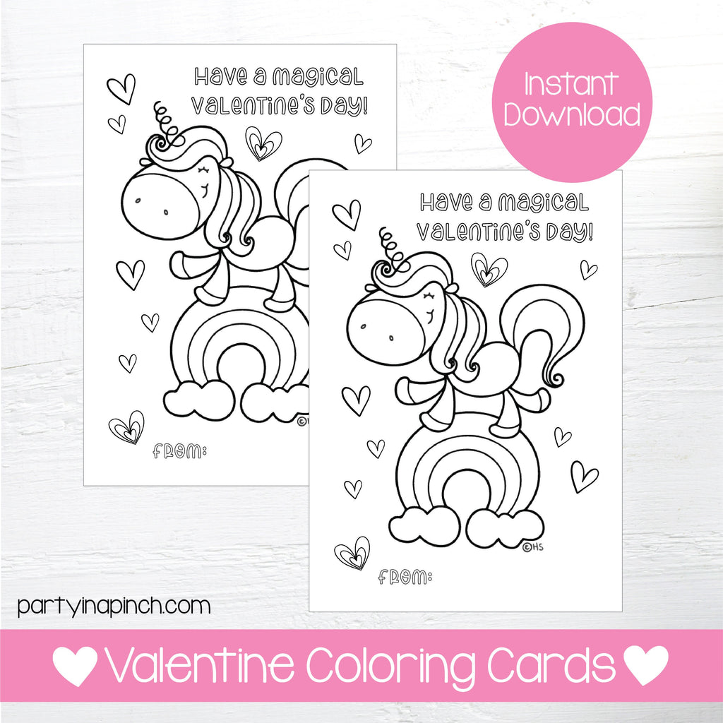Unicorn Valentine Coloring Pages, Unicorn Valentine, Valentine's Day, Unicorn Coloring, Printable Coloring Card, Instant Download, Digital