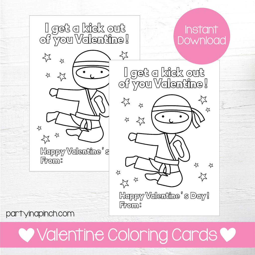 Ninja Valentine Coloring Pages, Ninja Valentine, Valentine's Day, Ninja Coloring, Printable Coloring Card, Instant Download, Digital