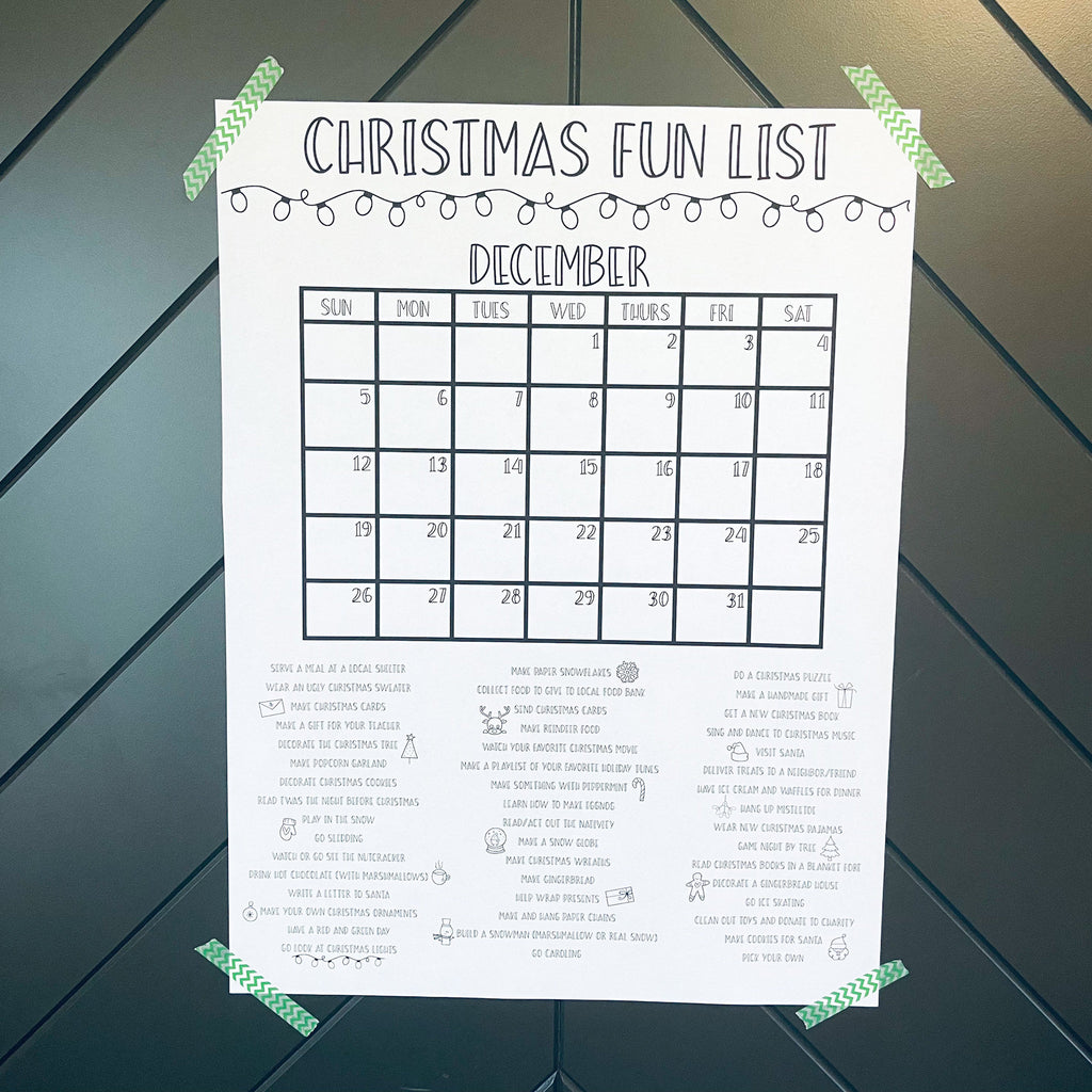 PRINTABLE Christmas Fun List, Christmas Activity Poster, Christmas Countdown, Christmas Poster, Christmas Check List, Winter Activity