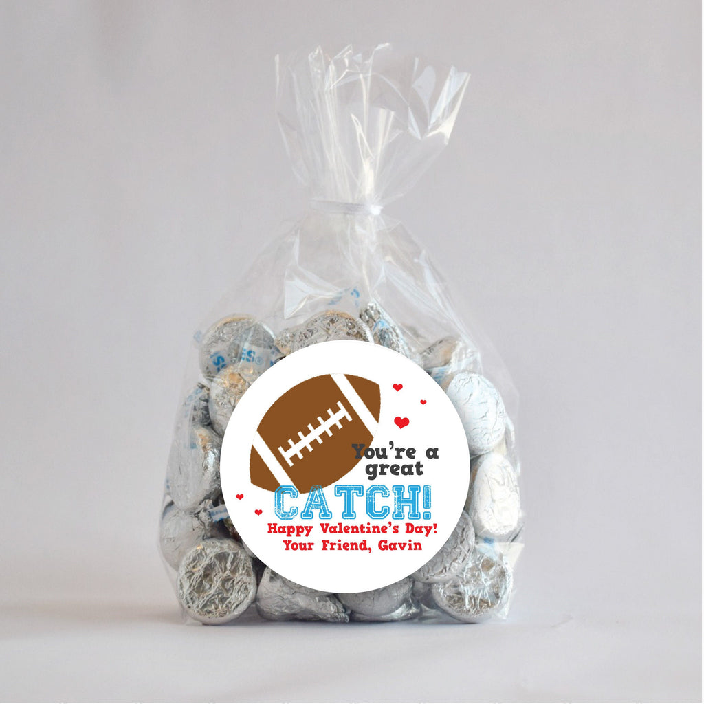 Personalized Valentine Football Stickers, Valentine Stickers, Valentine Stickers 2.5", Valentine Stickers and Treat Bags, Football Sticker