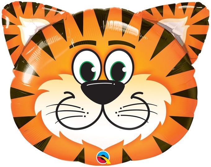 Giant Tiger Balloon, 30", Tiger Face, Birthday Party, Jungle Party, Zoo Birthday Party, Party Animal Birthday, Jungle Birthday, Tiger
