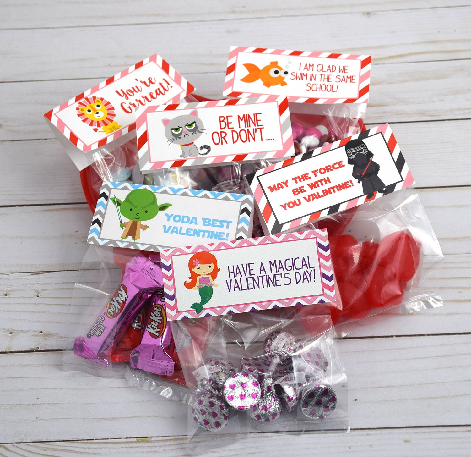 Kids Valentine Favor Stickers, School Valentine, Valentine Treat Box Gift  Stickers for Kids, Classroom Valentine, Red Heart Valentine Favor 