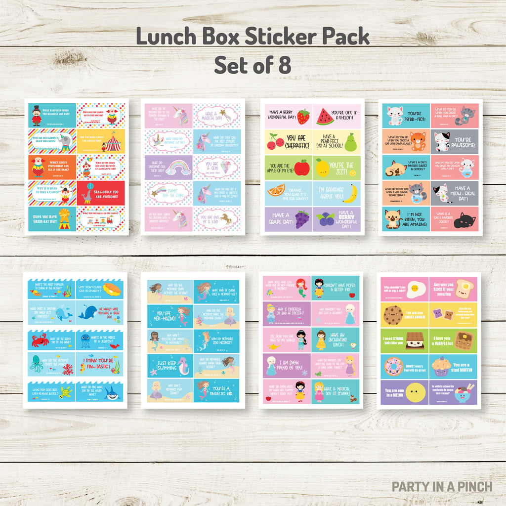 Lunchbox Sticker Pink Pack| Lunch Notes| Set of 8