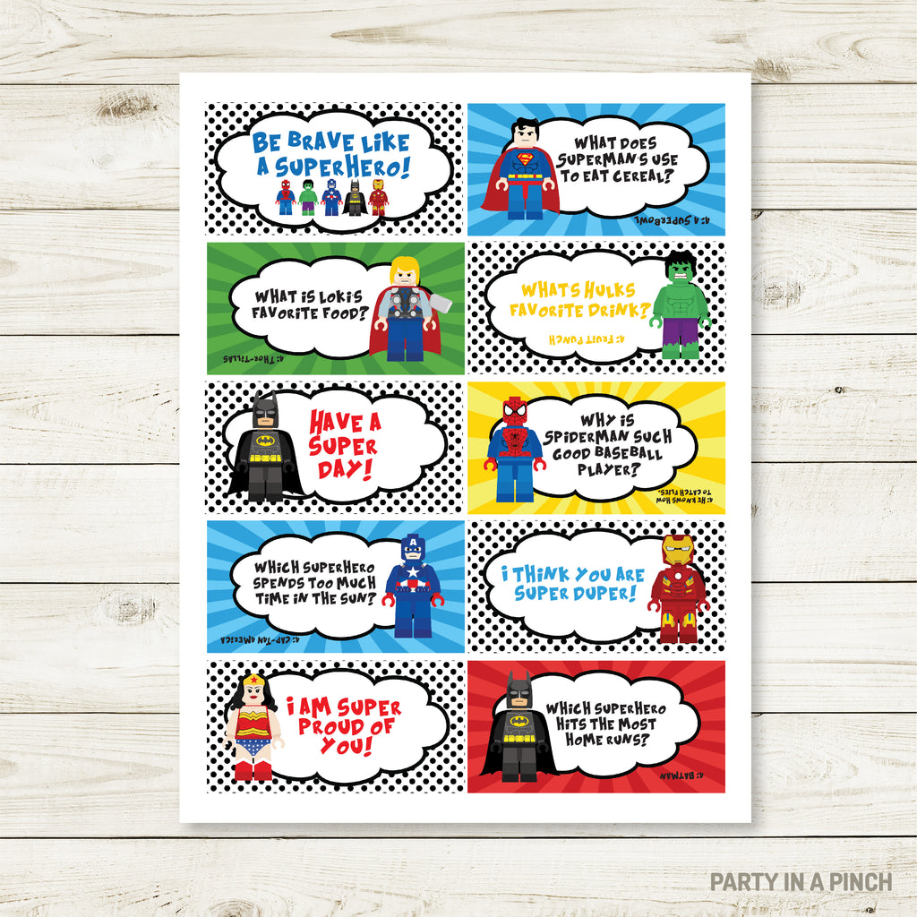 Superhero Lunchbox Stickers| Lunch Notes