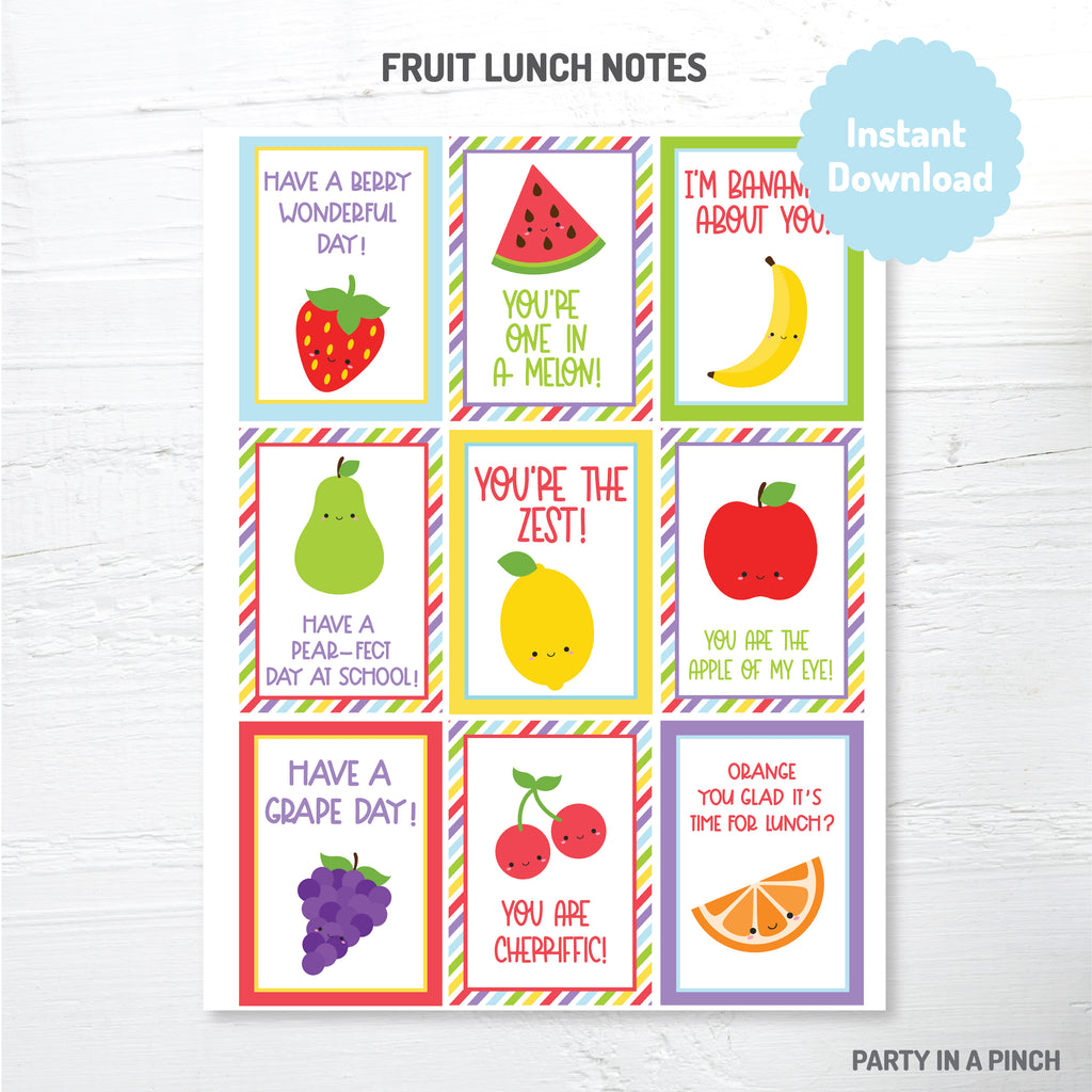 Fruit Lunch Box Notes| Instant Download