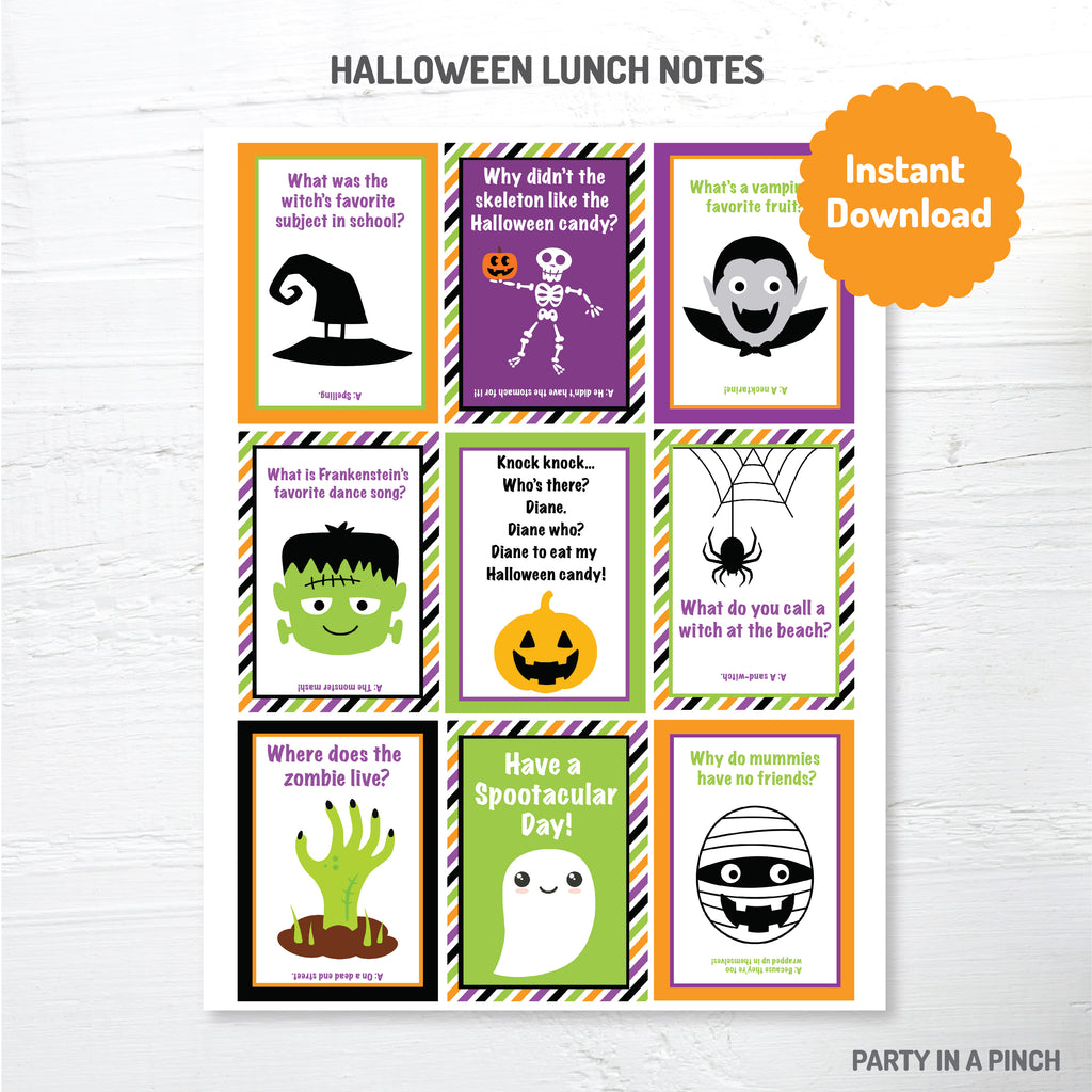Halloween Lunch Box Notes| Instant Download