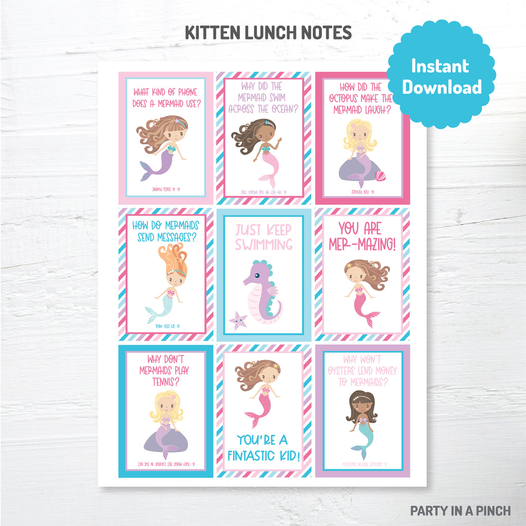 Mermaid Lunch Box Notes| Instant Download