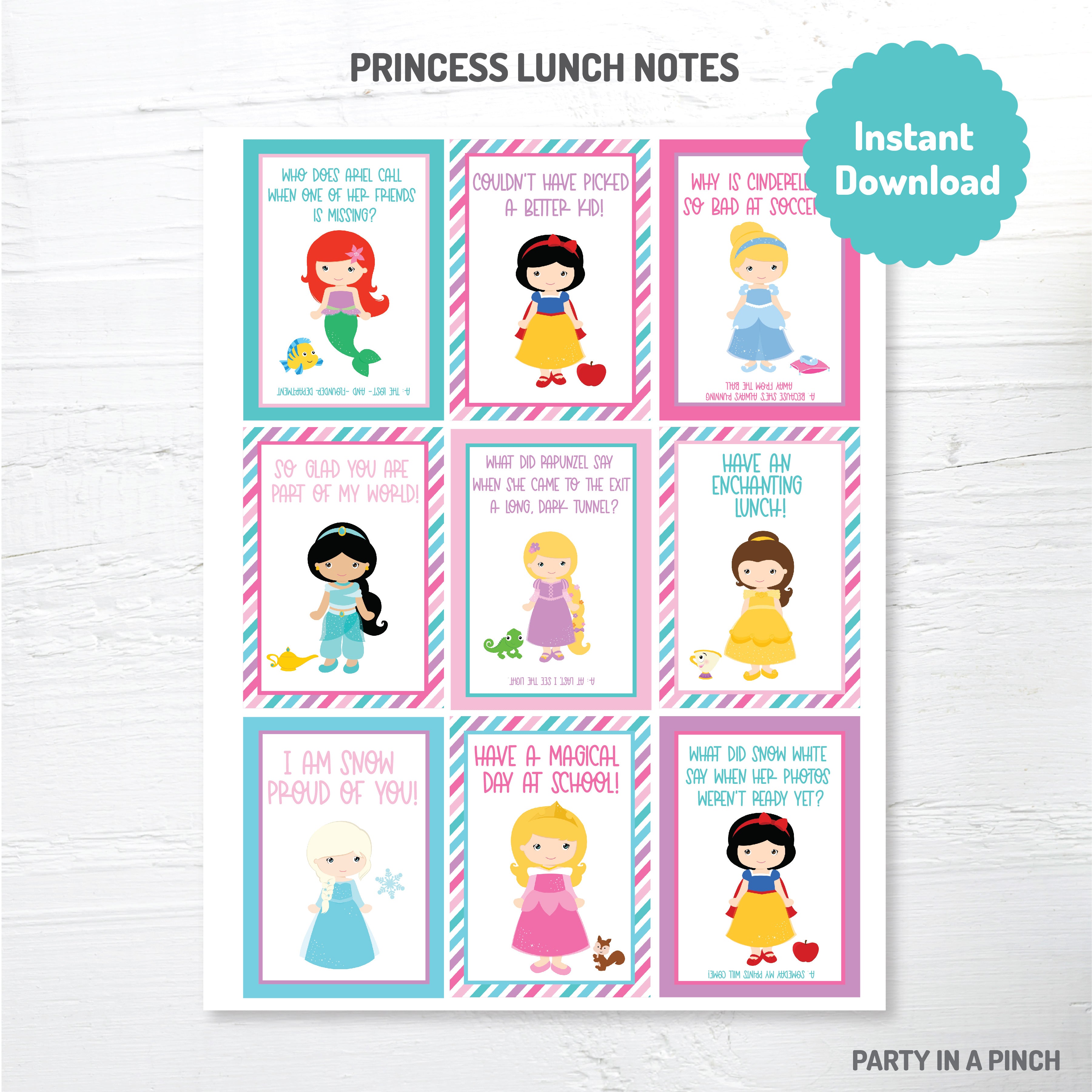 Printable Princess Lunch Box Notes - This Mama Loves