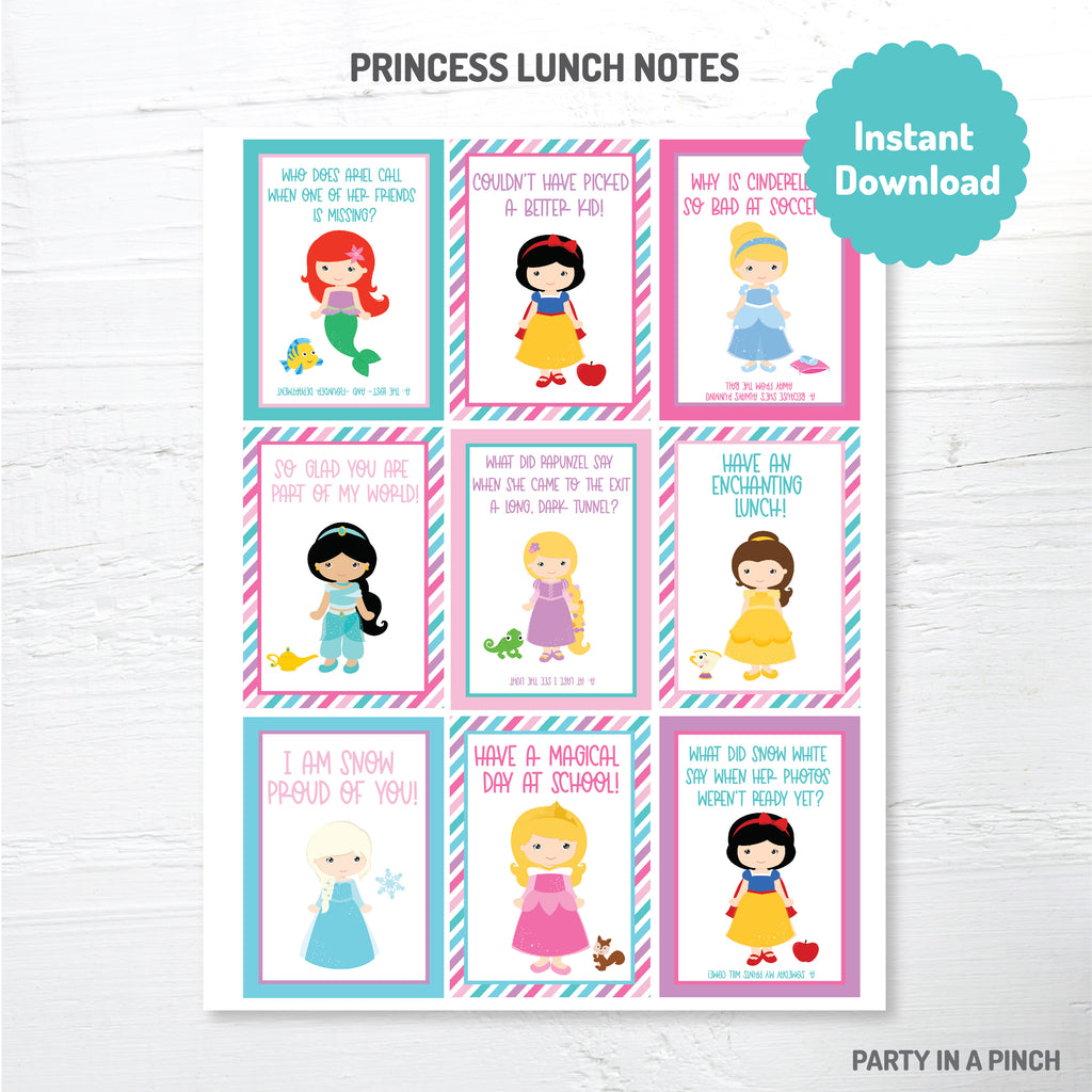 Princess Lunch Box Notes| Instant Download