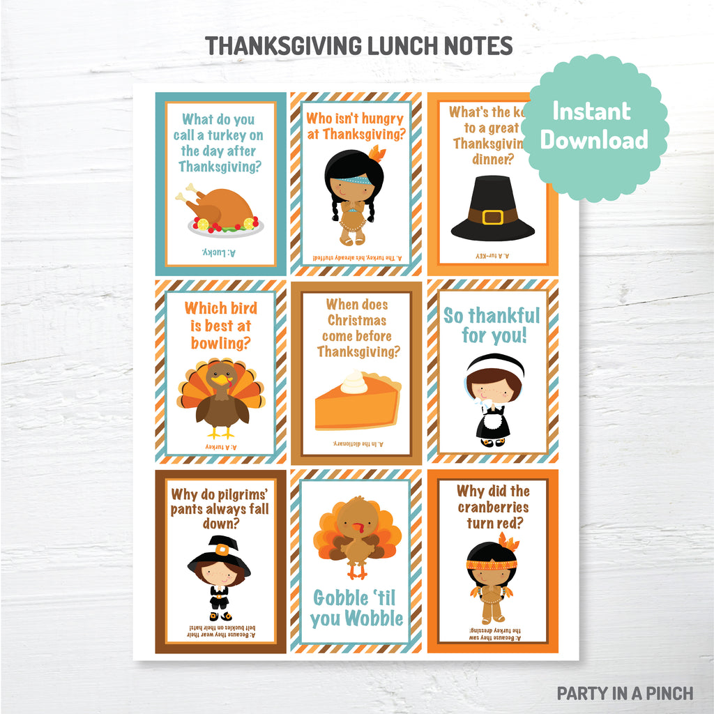 Thanksgiving Lunch Box Notes| Instant Download