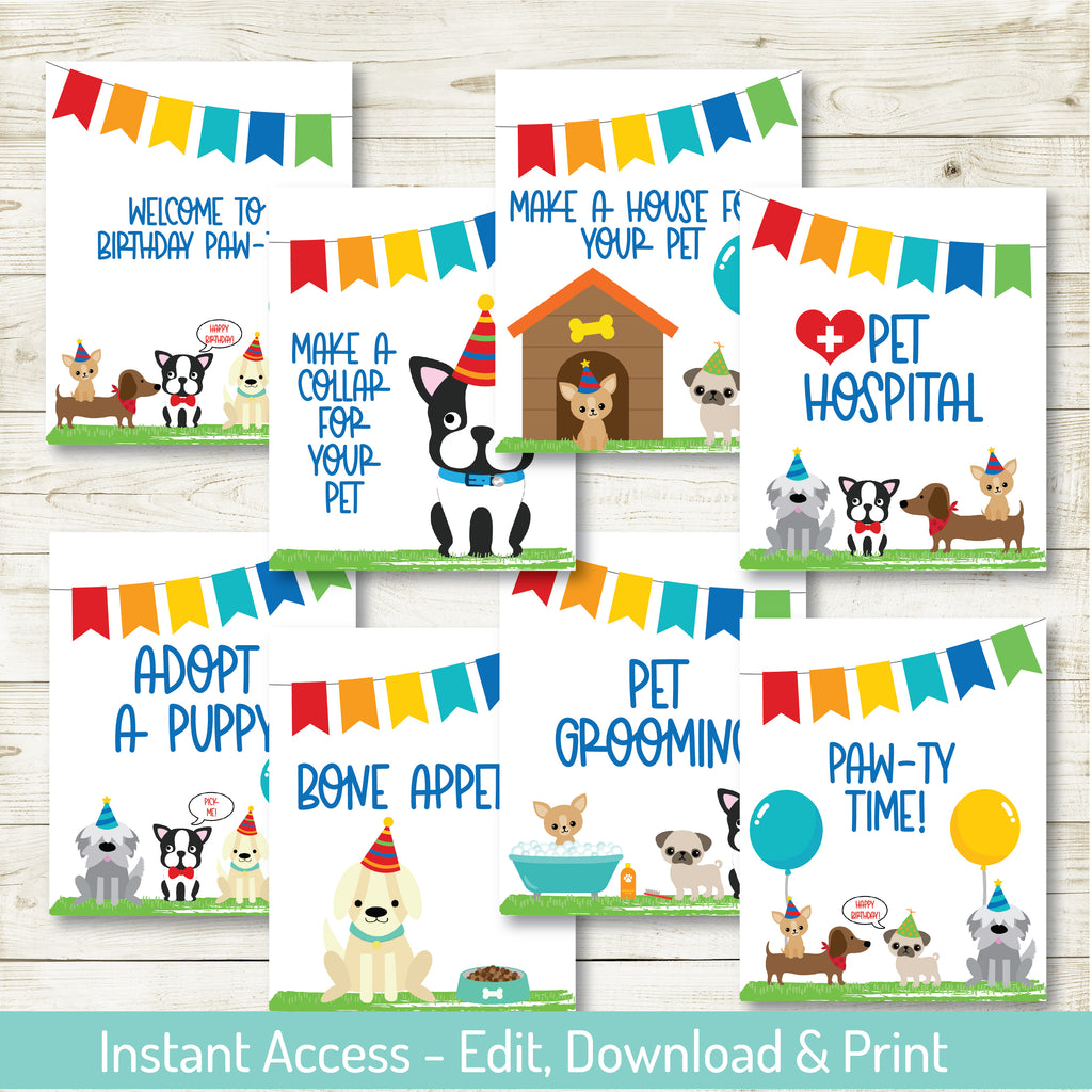 Puppy Party Signs| Puppy Party| Editable