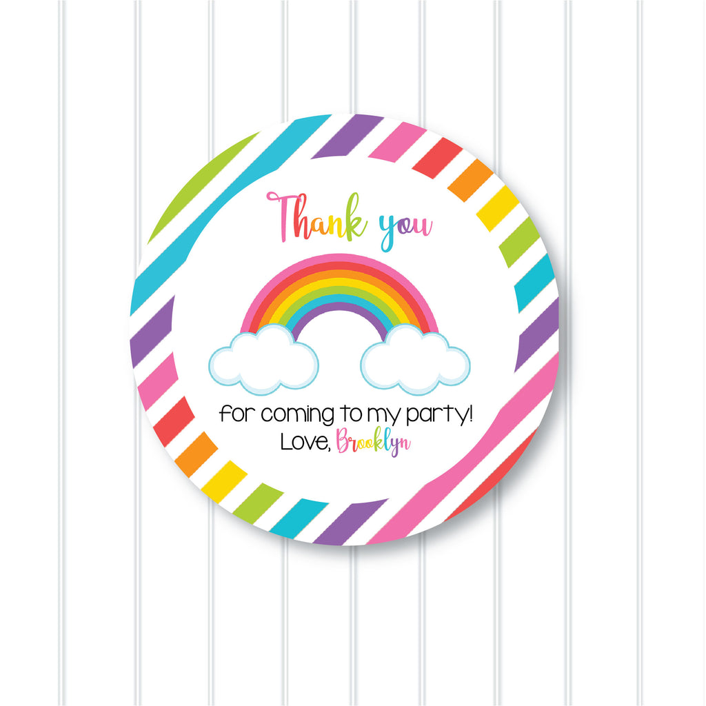 Rainbow Party Favor Sticker Set 2.5"| Personalized
