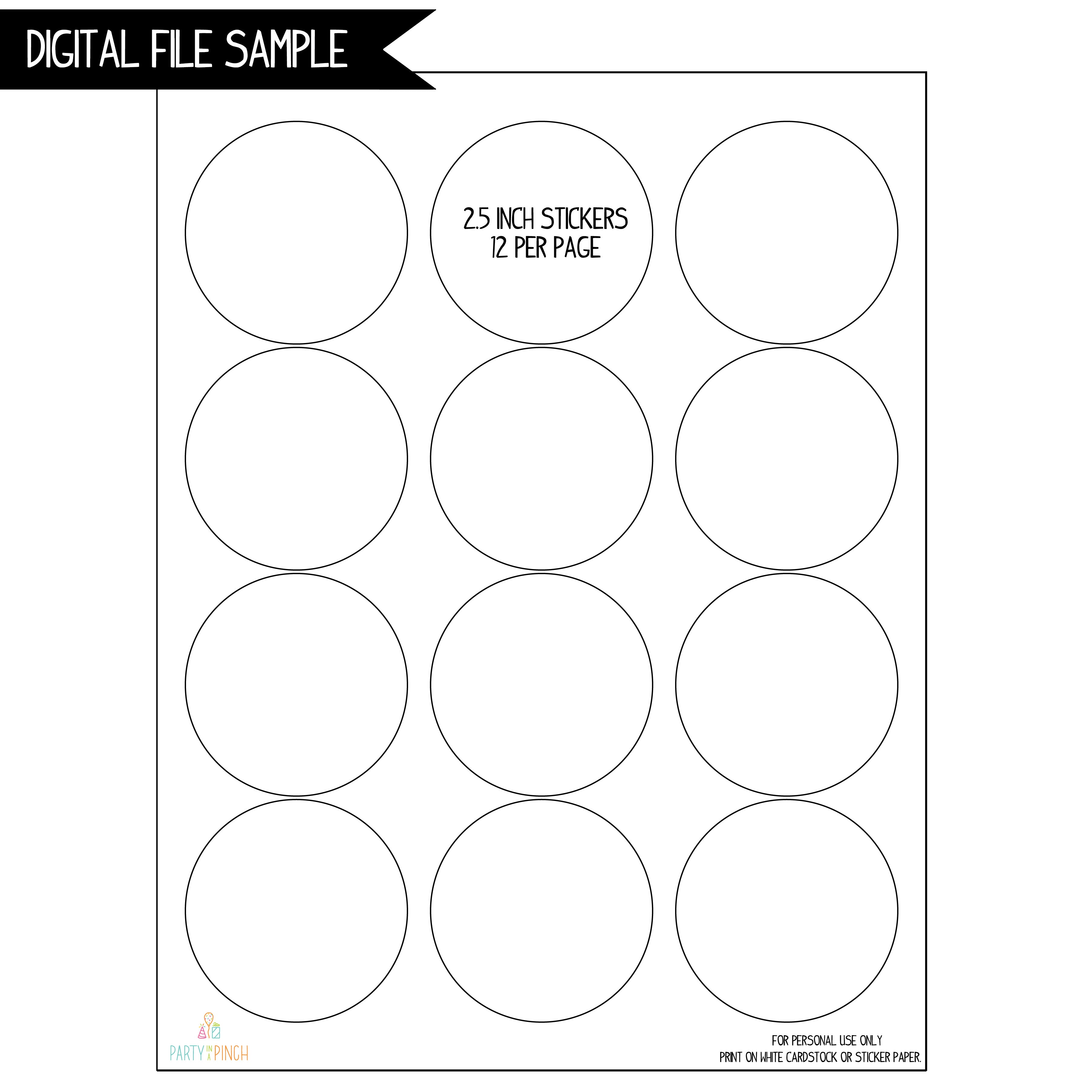 2.5x2.5 Inches Circle, BLANK Template, Round Sticker Template