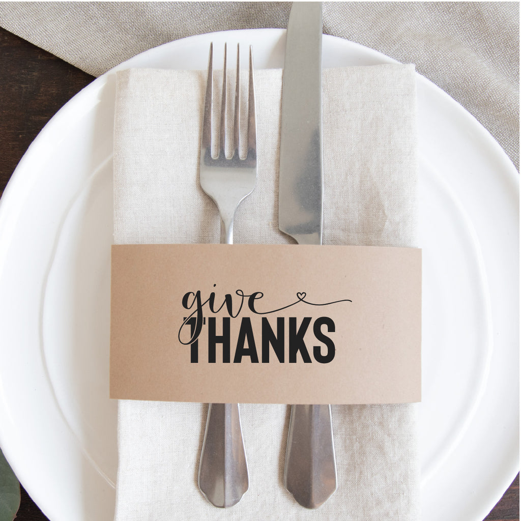 Thanksgiving Napkin Wraps- Give Thanks