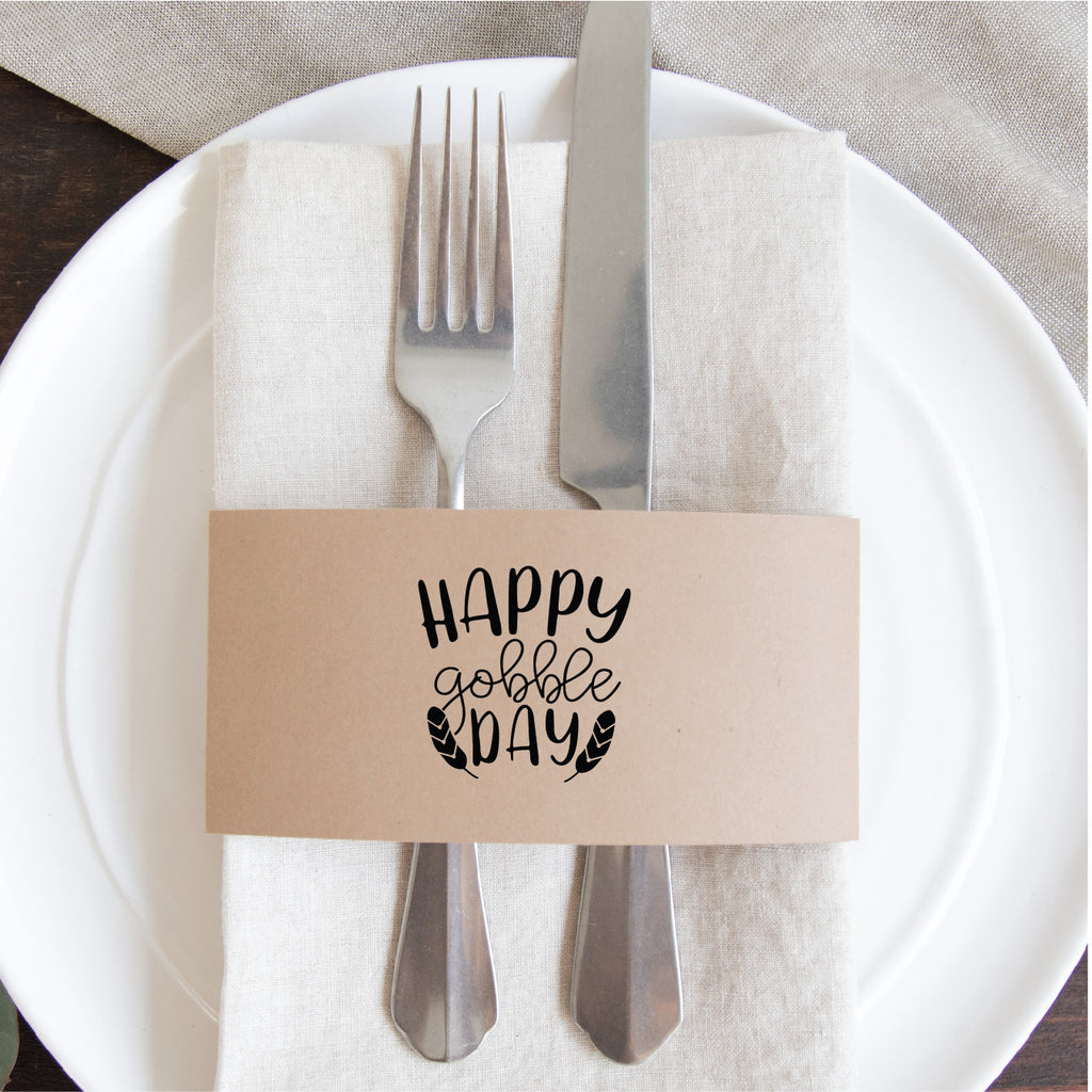 Thanksgiving Napkin Wraps- Happy Gobble Day