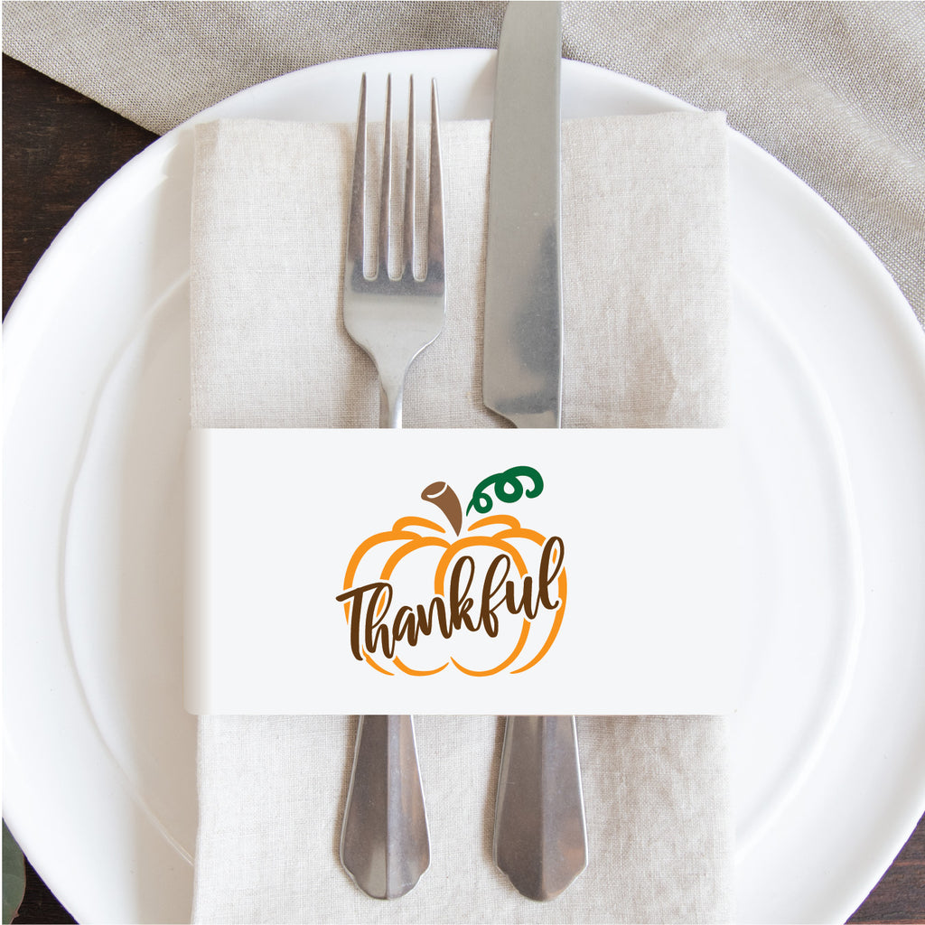 Thanksgiving Napkin Wraps- Thankful (pumpkin)