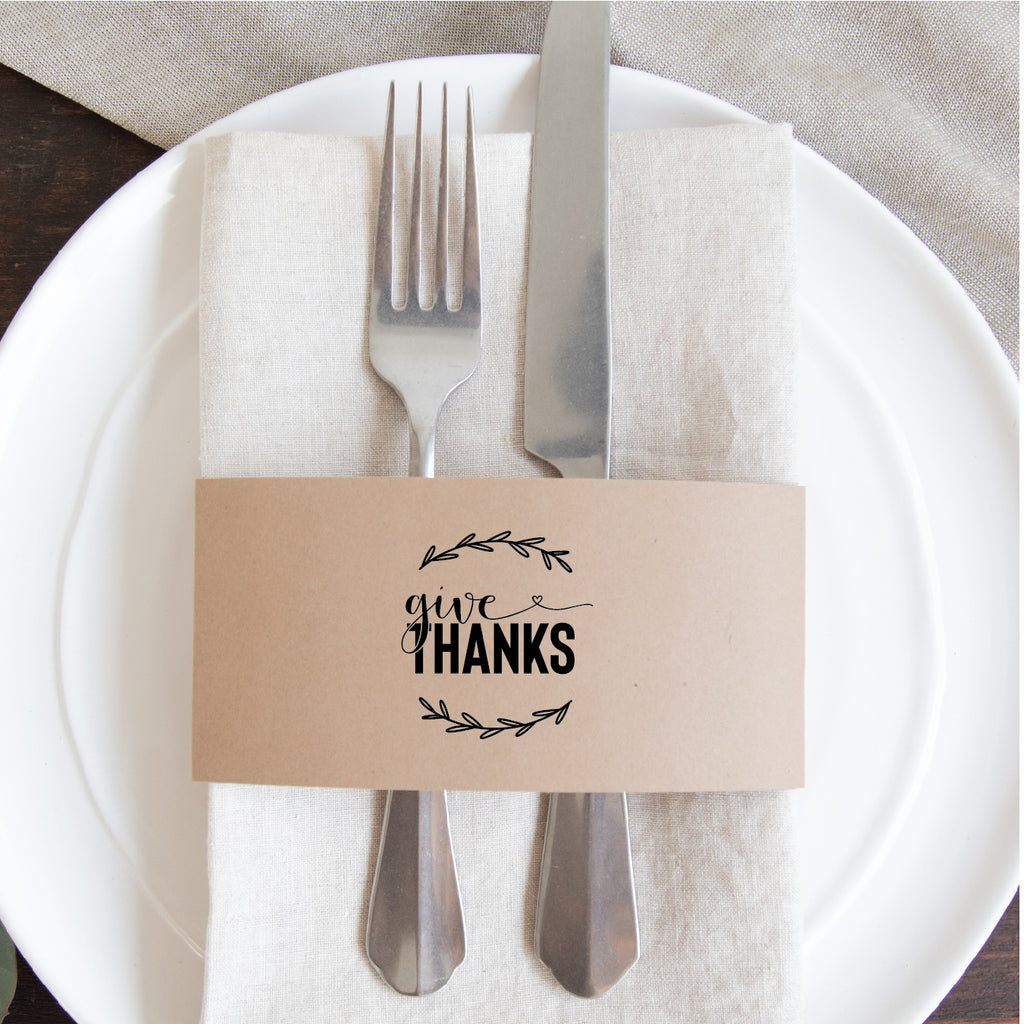Thanksgiving Napkin Wraps- Give Thanks (wreath)