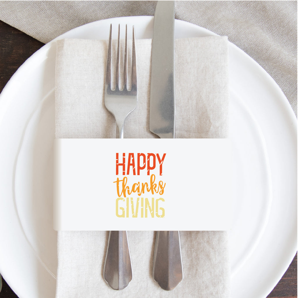 Thanksgiving Napkin Wraps: Happy-Thanks-Giving