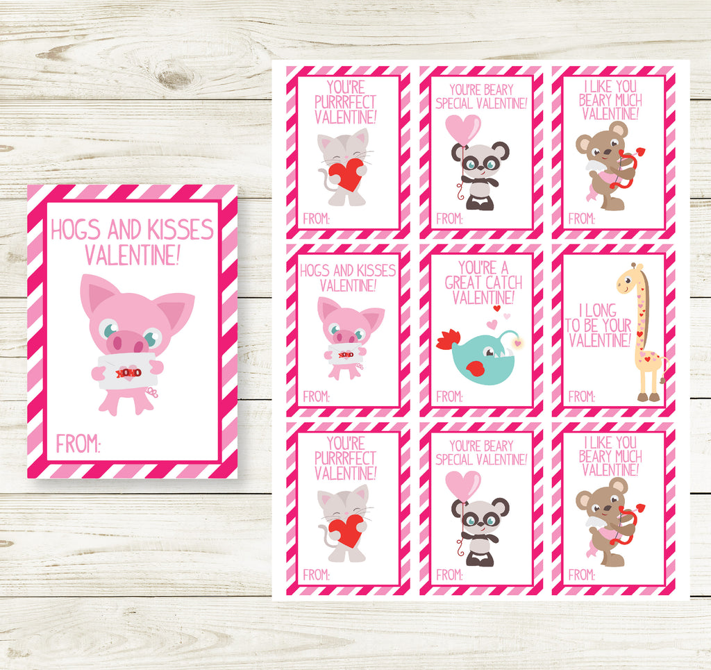 SILLY ANIMAL VALENTINE'S DAY PRINTABLE CARDS