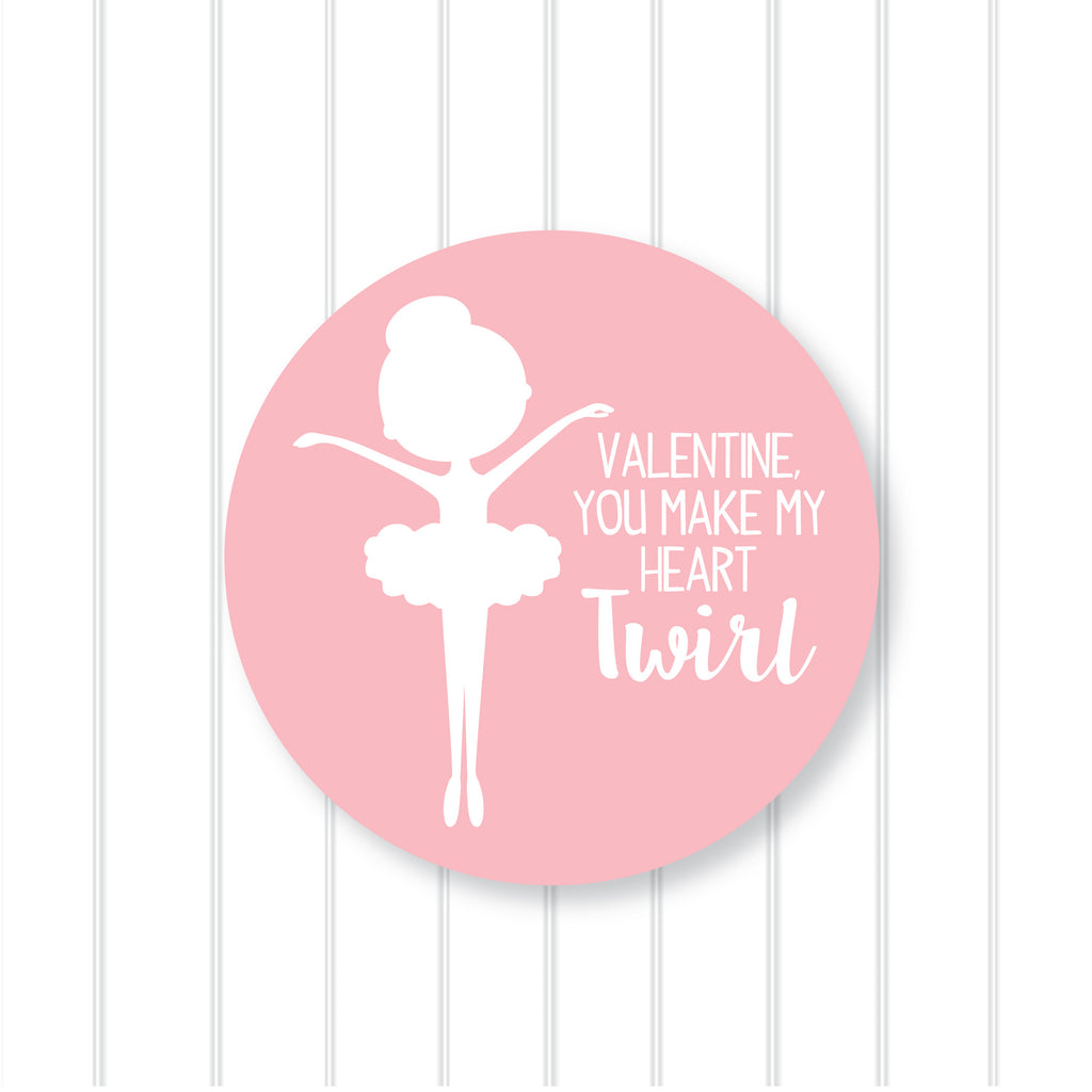 Ballerina Valentine's Day Favor Sticker Set 2.5"| Personalized