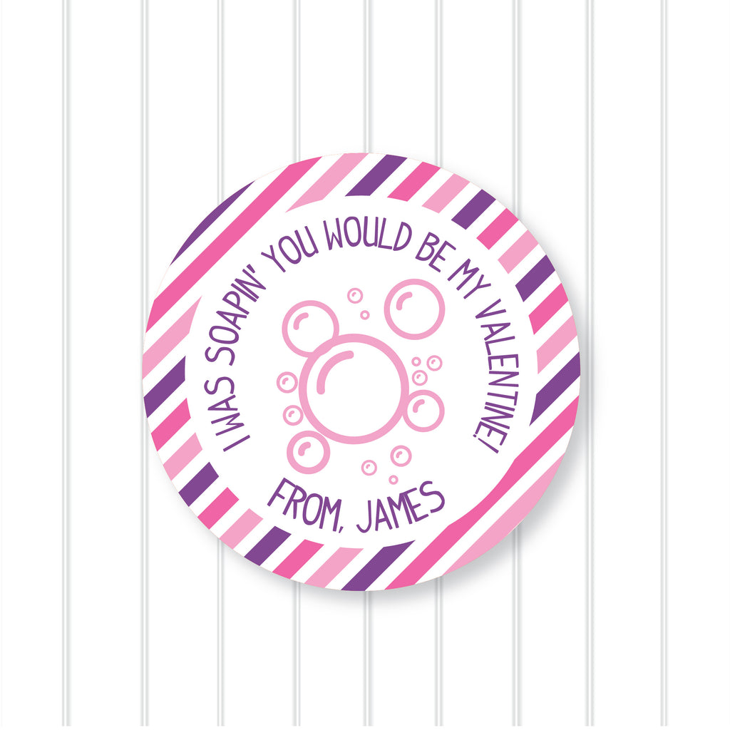 "Soapin" Valentine's Day Favor Sticker Set 2.5"| Personalized