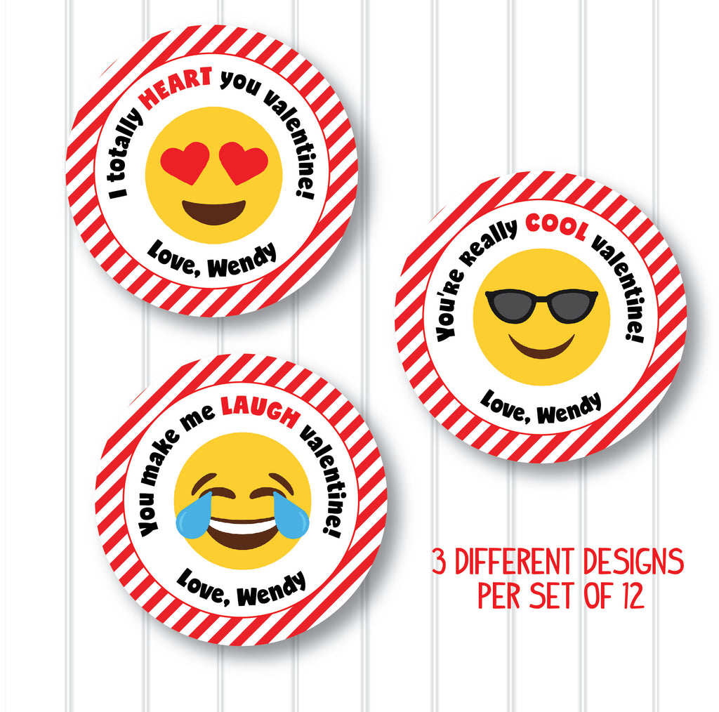 Valentine's Day Emoji Favor Sticker Set 2.5"| Personalized