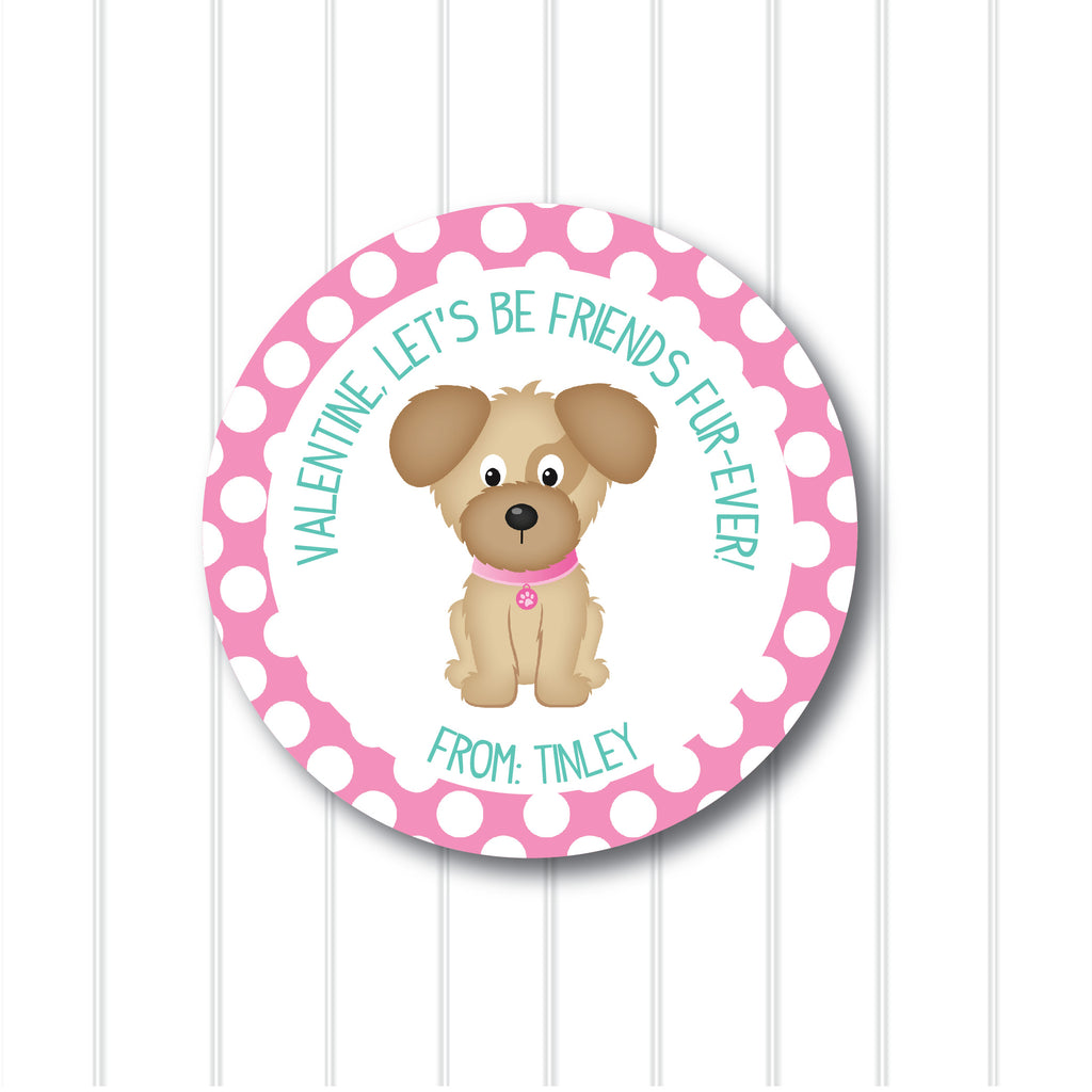 Fur-ever Dog Valentine's Day Favor Sticker Set 2.5"| Personalized